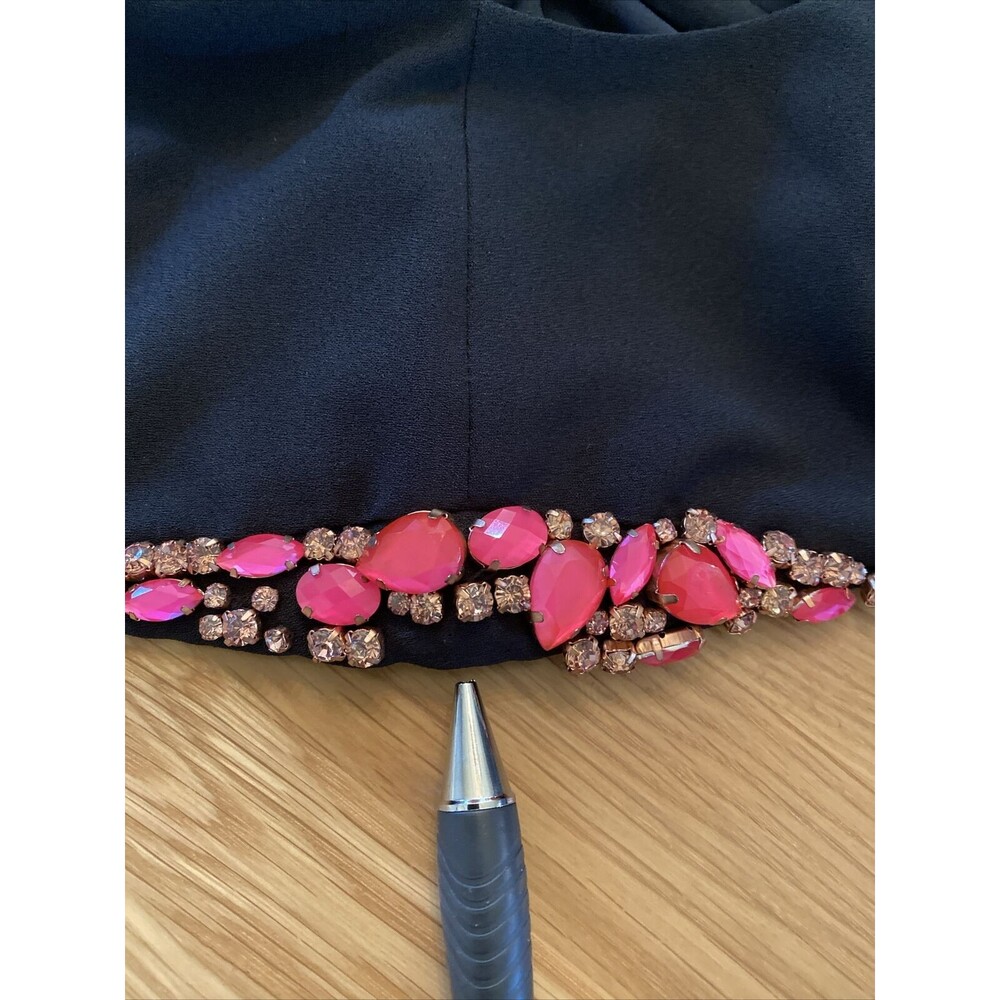 Ted Baker London Black Pink Rhinestones Zipper Back Sleeveless Shift Dress - 3 - Picture 16 of 16